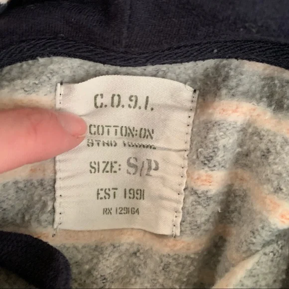 Cotton on womens navy blue orange white striped hoodie sweatshirt hooded sweater - Picture 7 of 7